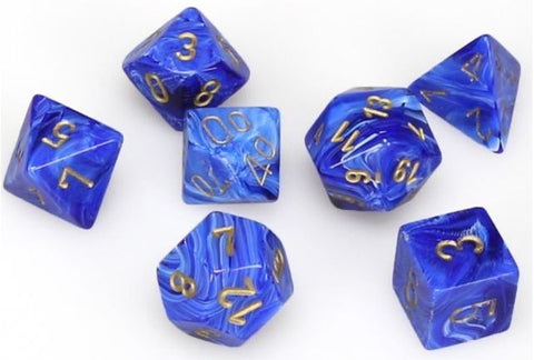 CHX 27436 Blue/Gold Vortex Polyhedral 7 Die Set