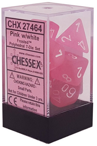 CHX 27464 Pink/white Frosted Polyhedral 7 Die Set