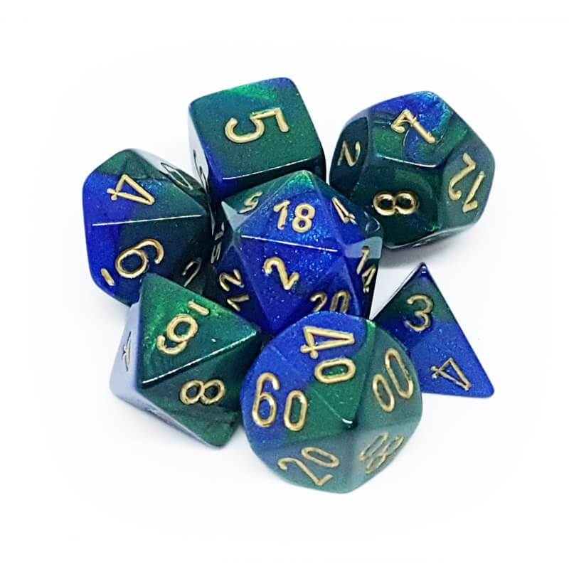 CHX 26436 Blue Green/Gold Gemini Polyhedral 7 Die Set