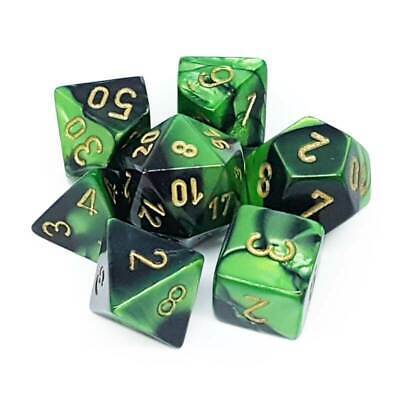 CHX 26439 Black Green/Gold Gemini Polyhedral 7 Die Set