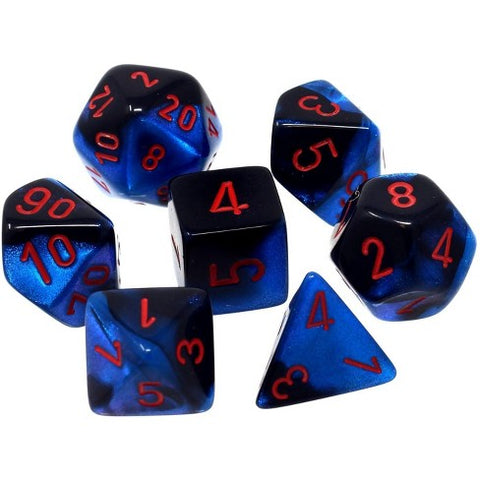 CHX 26458 Black Starlight/Red Gemini Polyhedral 7 Die Set