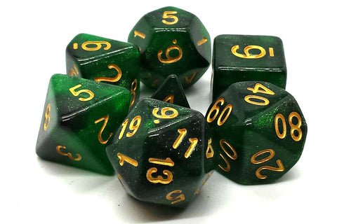 OSDRPG-119 RPG Dice Set: Galaxy - Green & Black