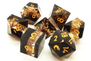 OSDSHP-07 Old School 7 Piece DnD RPG Dice Set: Sharp Edged - Gold Vein