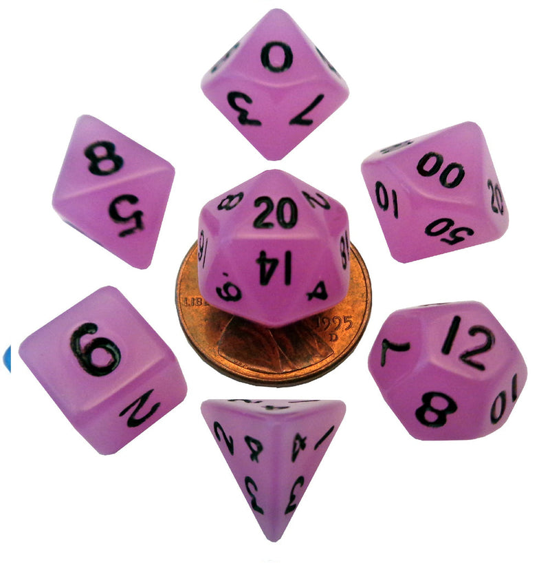 MET4307 MDG Mini Polyhedral Dice Set: Glow Purple