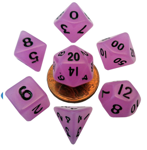 MET4307 MDG Mini Polyhedral Dice Set: Glow Purple