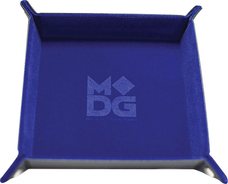 MET532 MDG Velvet Folding Dice Tray with Leather Backing: 10"x10" - Blue