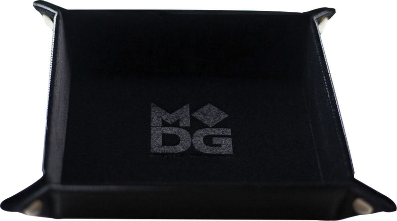 MET533 MDG Velvet Folding Dice Tray with Leather Backing: 10"x10" - Black