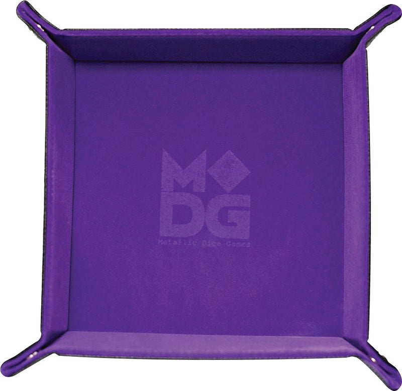 MET537 MDG Velvet Folding Dice Tray with Leather Backing: 10"x10" - Purple