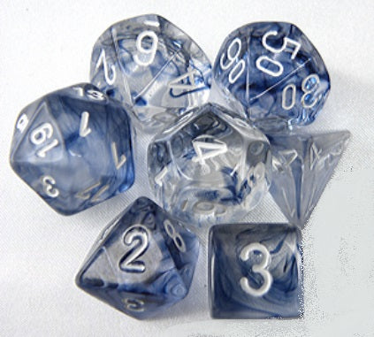 CHX 27408 Black/White Nebula Polyhedral 7 Die Set
