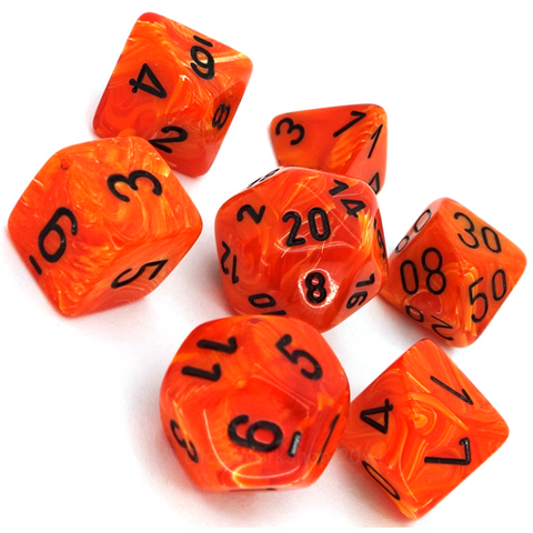 CHX 27433 Orange / Black Vortex Polyhedral 7 Die Set