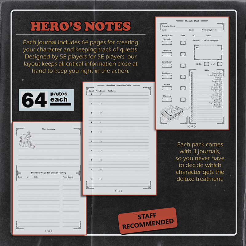 Dungeon Notes Hero's Journals 3 Pack - Black