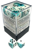 CHX 26844 Teal White/Black Gemini 12mm d6 Dice Block (36 Dice)
