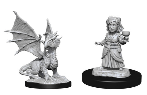 WZK 90153 Wizkids Deep Cuts: Silver Dragon Wyrmling & Halfling Dragon Friend