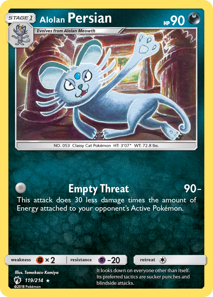 persian card pokemon Alolan Persian (119/214) [Sun & Moon: Lost Thunder]