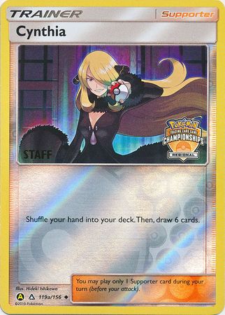 pokemon staff card Cynthia (119a/156) (Regional Championship Promo Staff) [Sun & Moon: Ul
