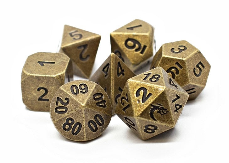 OSDMTL-22 Dwarven Forged Archaic Gold Polyhedral 7 Die Set