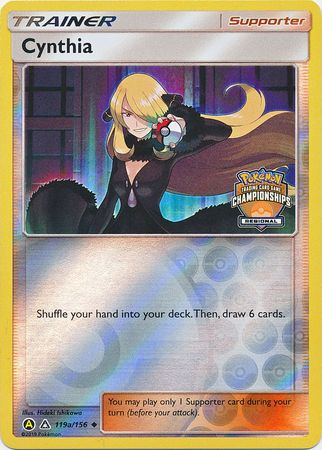 cynthia pokemon cards Cynthia (119a/156) (Regional Championship Promo) [Sun & Moon: Ultra Pr