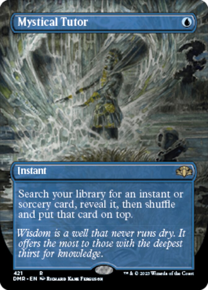 mtg white tutor cards Mystical Tutor (Borderless Alternate Art) [Dominaria Remastered]