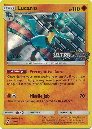 staff pokemon cards Lucario (SM95) (Staff Prerelease Promo) [Sun & Moon: Black Star Promos