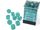 CHX 27985 Teal/Gold Borealis 12mm d6 Dice Block (36 Dice)