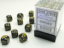 CHX 27818 Black Gold/Silver Leaf 12mm d6 Dice Block (36 Dice)