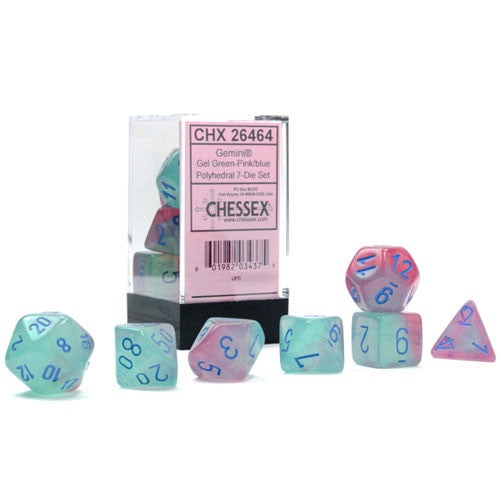 CHX 26464 Gel Green Pink/Blue Gemini Polyhedral 7 Die Set