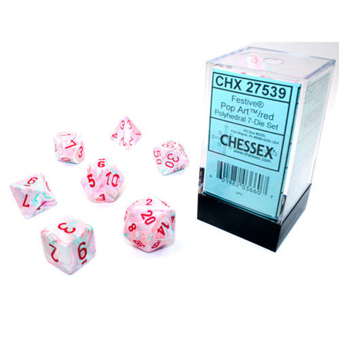 CHX 27539 Festive Pop Art/Red Polyhedral 7 Die Set