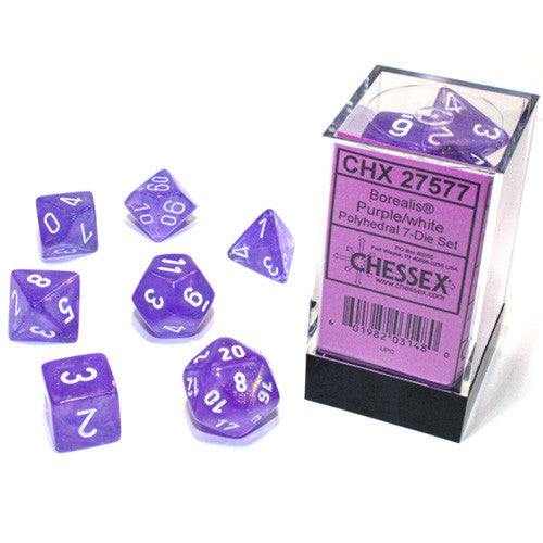 CHX 27577 Borealis Purple/White Polyhedral 7-Die Set