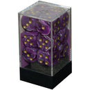 CHX 27637 Purple / Gold Vortex 16mm d6 Dice Block (12 Dice)