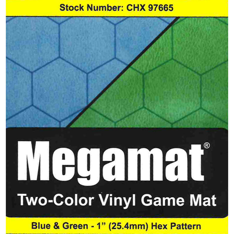 CHX 97665 Megamat: Two-Color Vinyl Game Mat - Blue & Green 1" Hex Pattern