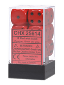 CHX 25614 Red/Black Opaque 16mm d6 Dice Block (12 Dice)