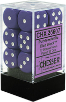 CHX 25607 Purple / White Opaque 16mm d6 Dice Block (12 Dice)