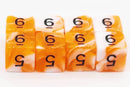Old School 8-Piece D6 Dice Set: Vorpal - Orange & White w/ Black
