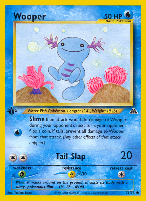 wooper pokemon card Paldean 041 Sv: Scarlet & Violet Promo Obsidian Flames Type Wooper (71/75) [Neo Discovery 1st