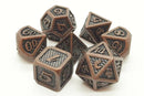 OSDMTL-88 Old School 7 Piece DnD RPG Metal Dice Set: Dragon Scale - Ancient Bronze