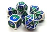 OSDMTL-24 Dragon Forged Platinum Blue & Green Polyhedral 7 Die Set