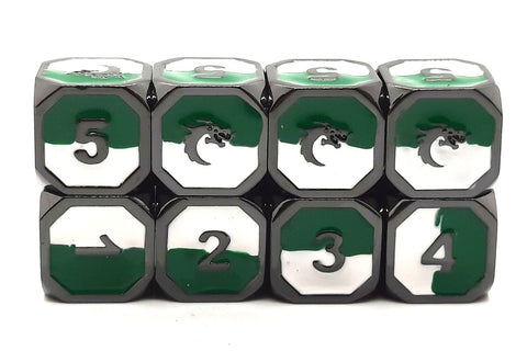 OSDMTL-57 Dragon Forged Green & White w/ Black Nickel D6 Set