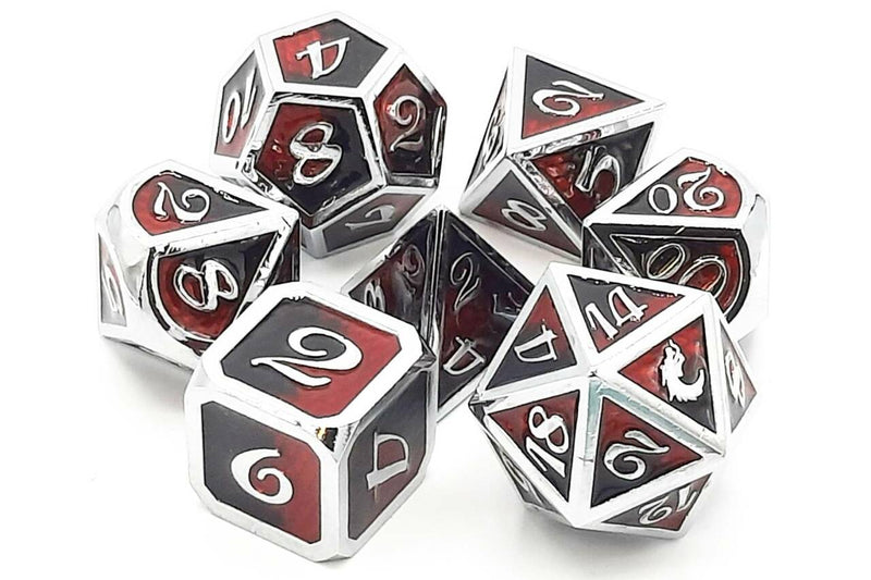 OSDMTL-98 Dragon Scale - Black & Red Polyhedral 7 Die Set