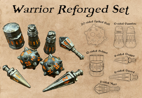 PHD2313 The Warrior 8 Dice Set - Steel Grey