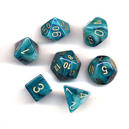 CHX 27489 Teal/Gold Phantom Polyhedral 7 Die Set