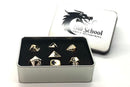 OSDMTL-37 Dragon Forged Platinum Red & White w/Black Nickel Polyhedral 7 Die Set