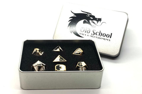 OSDMTL-37 Dragon Forged Platinum Red & White w/Black Nickel Polyhedral 7 Die Set