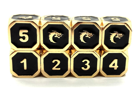 OSDMTL-43 Elven Forged Black w/ Gold D6 Set