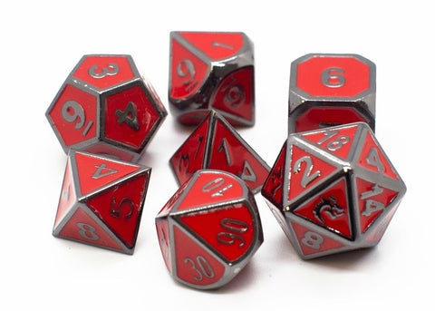 OSDMTL-13 Elven Forged Red with Black Nickel Polyhedral 7 Die Set