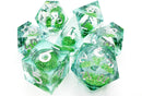 OSDLIQ-03 Sharp Edged Dice Set: Liquid Infused - Emerald Fury