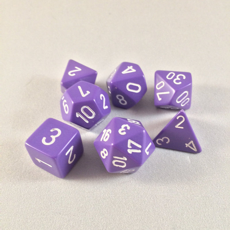CHX 25407 Purple / White Opaque Polyhedral 7 Die Set