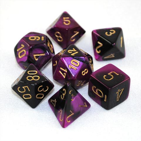 CHX 26440 Black Purple/Gold Gemini Polyhedral 7 Die Set