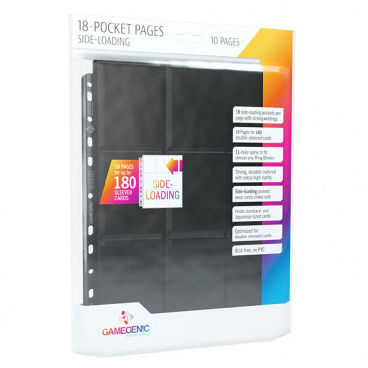 Gamegenic 18-Pocket Pages - Side-Loading (10), Black