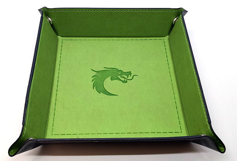 OSDTRA-Green Dice Rolling Tray: Square - Green w/ Blue Back
