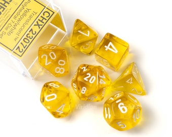 CHX 23072 Yellow/White Translucent Polyhedral 7 Die Set